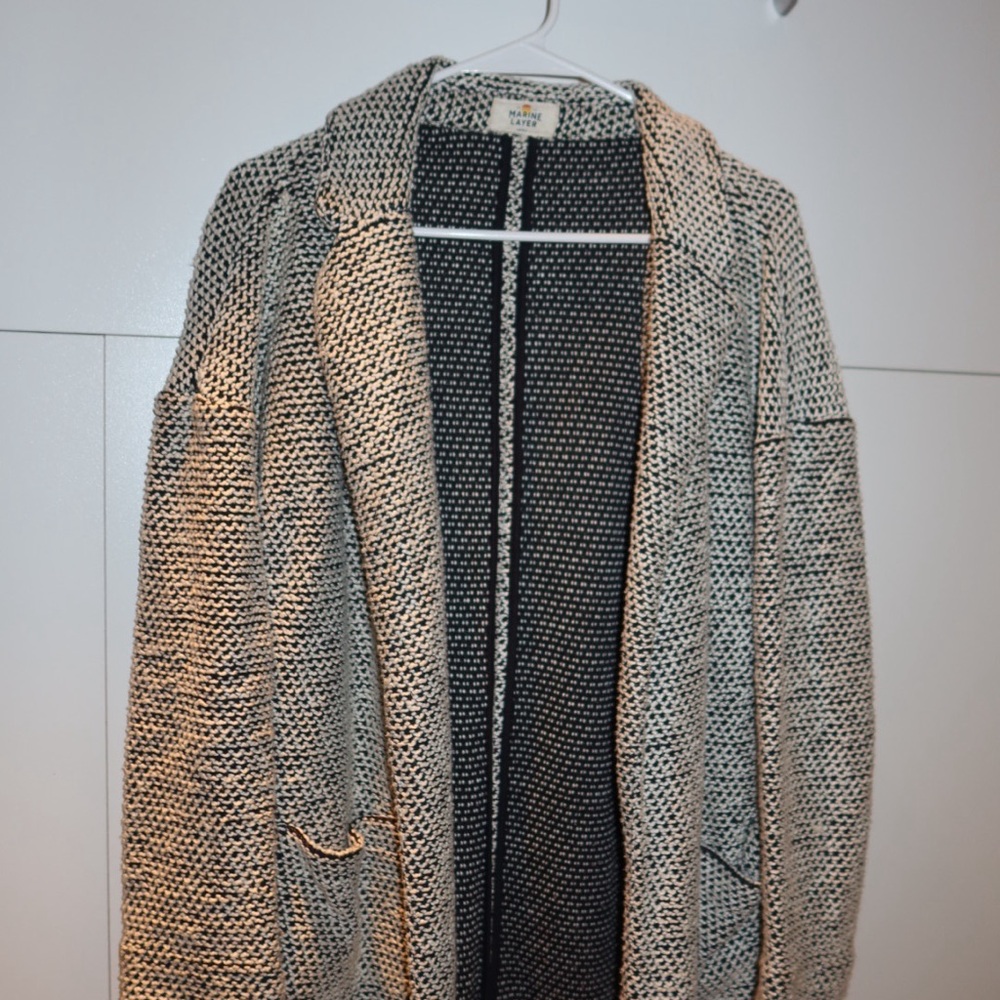Marine Layer Black and White Teddy Jacket